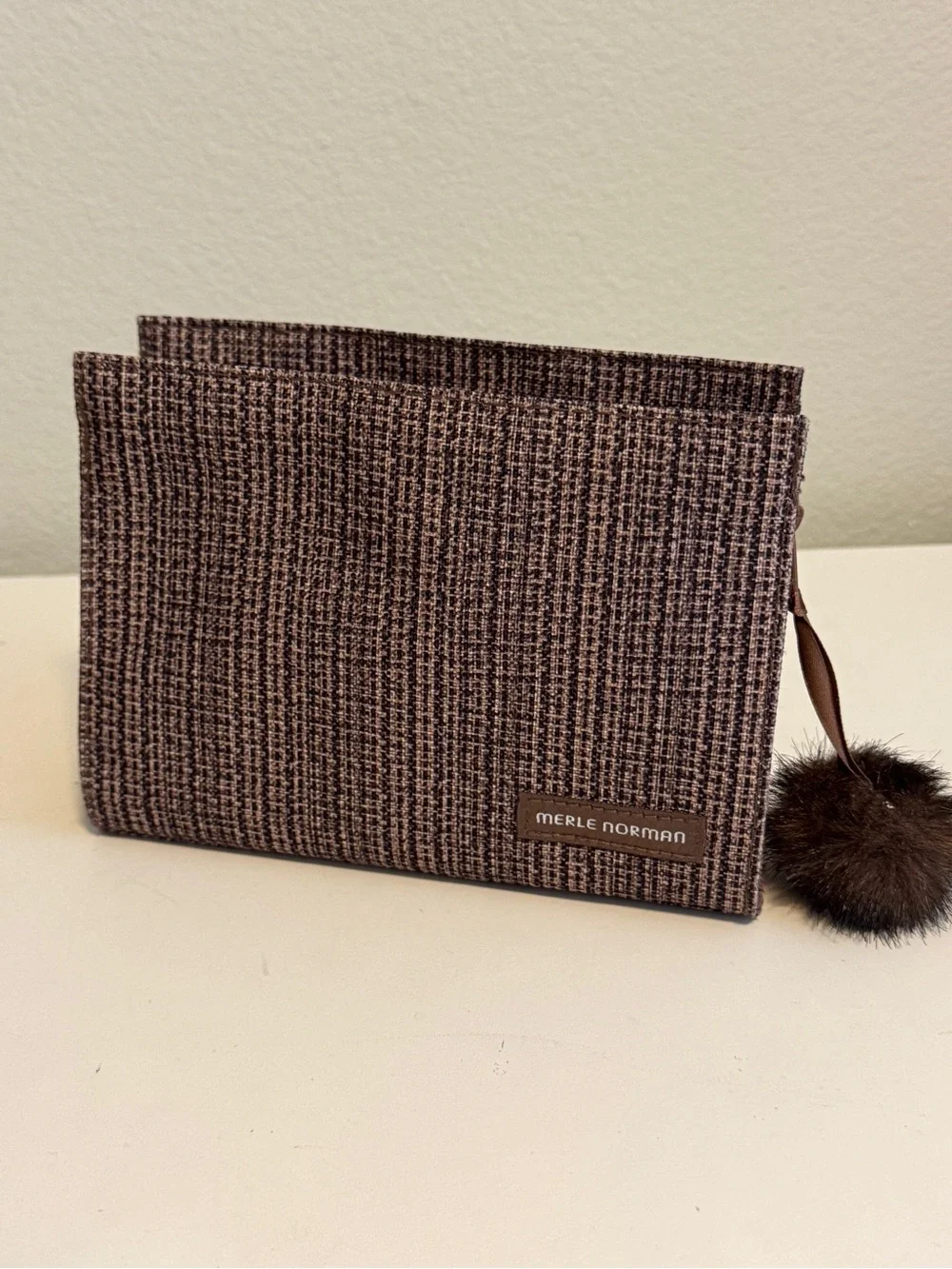 Merle Norman Cosmetic Zippered Bag With Pom